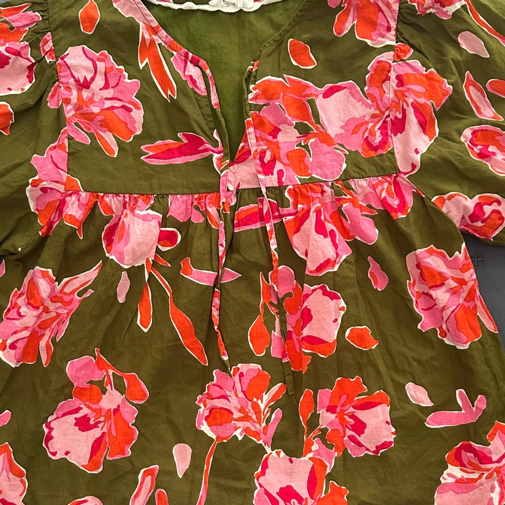THML Green Floral Blouse